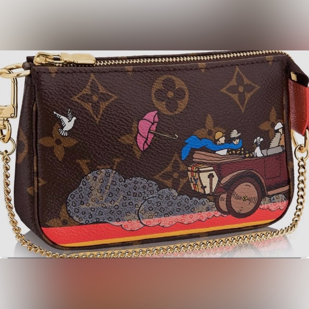 Louis Vuitton Brown Monogram Mini Pouch with Colorful Graphic